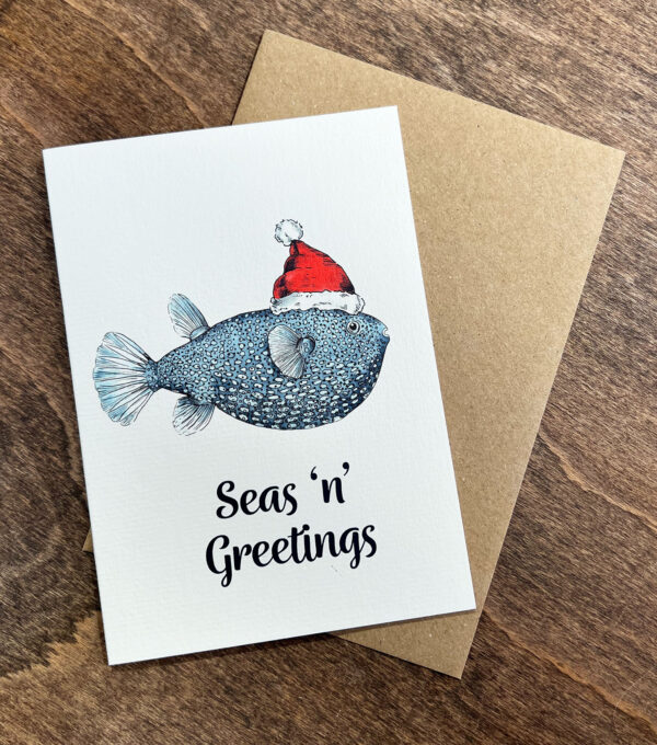 Puffer fish Christmas Card